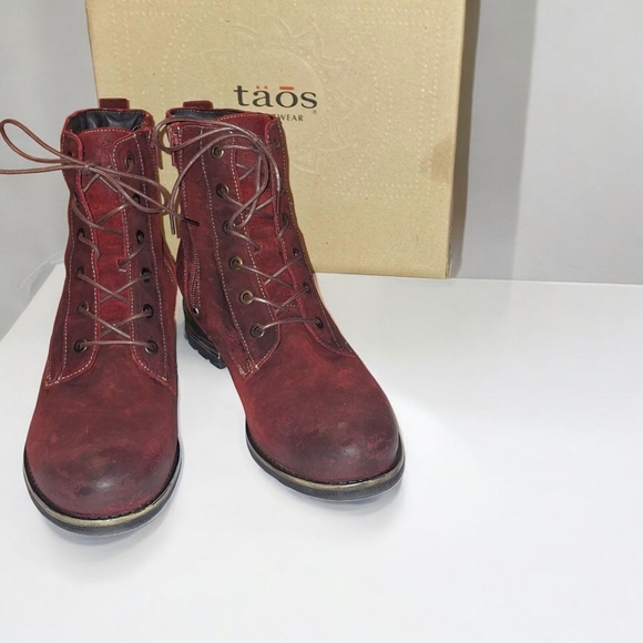 Taos Footwear Women's Combat Boots - Deep Red - Picture 5 of 16